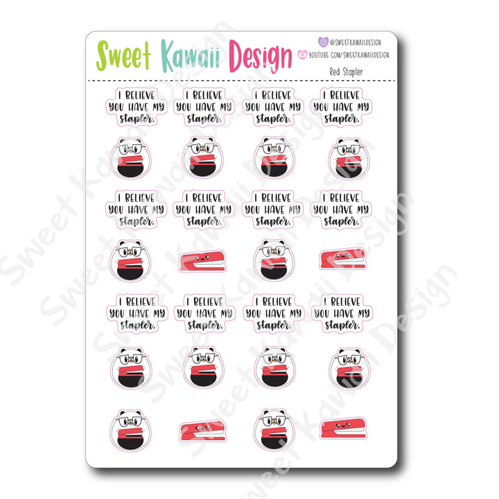Kawaii Red Stapler Stickers