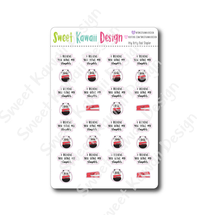 Kawaii Red Stapler Stickers