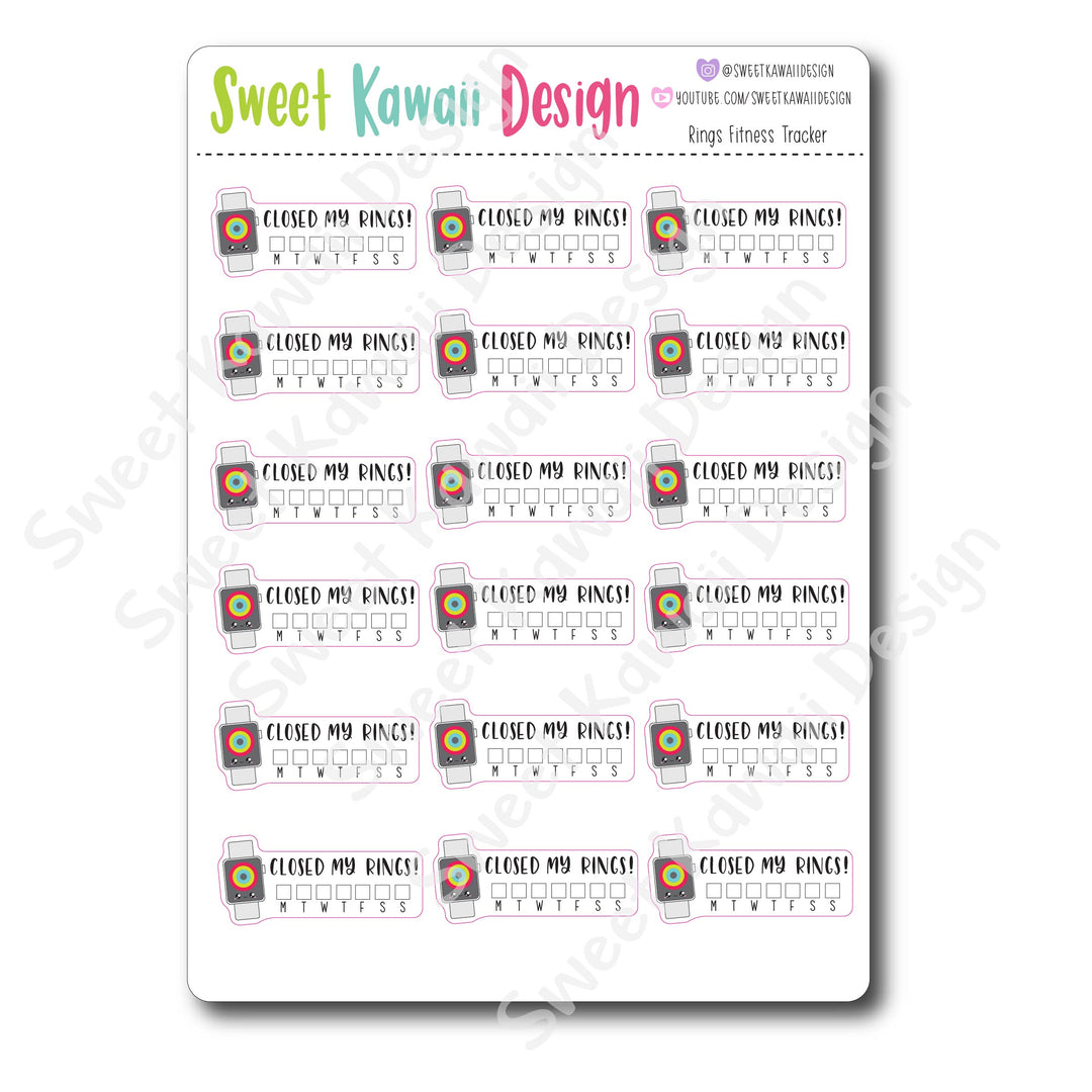 Kawaii Rings Fitness Tracker Stickers