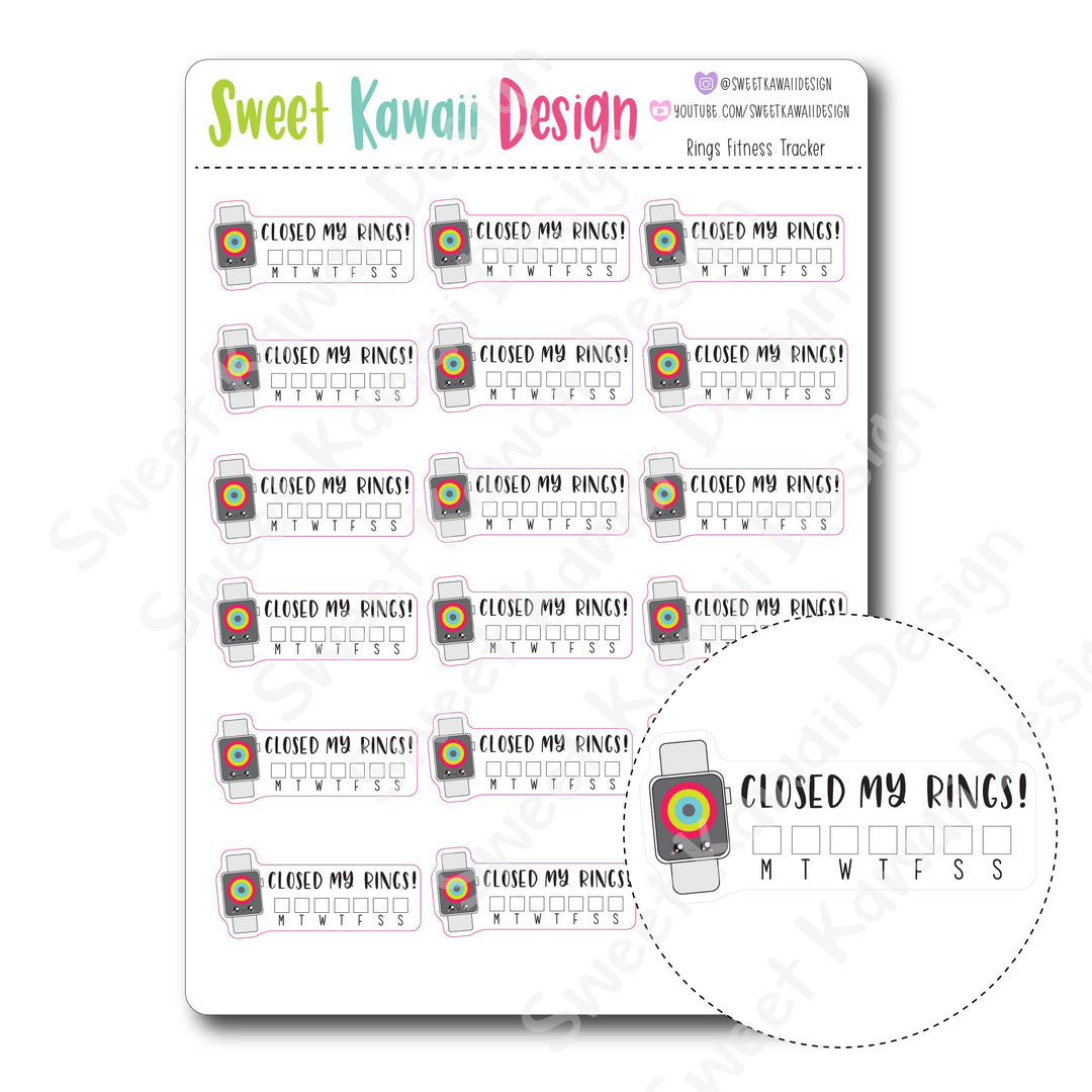 Kawaii Rings Fitness Tracker Stickers
