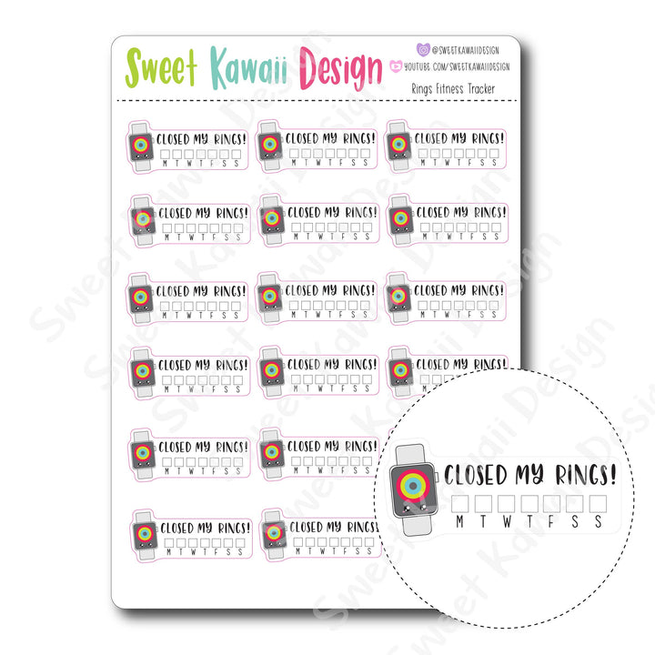 Kawaii Rings Fitness Tracker Stickers