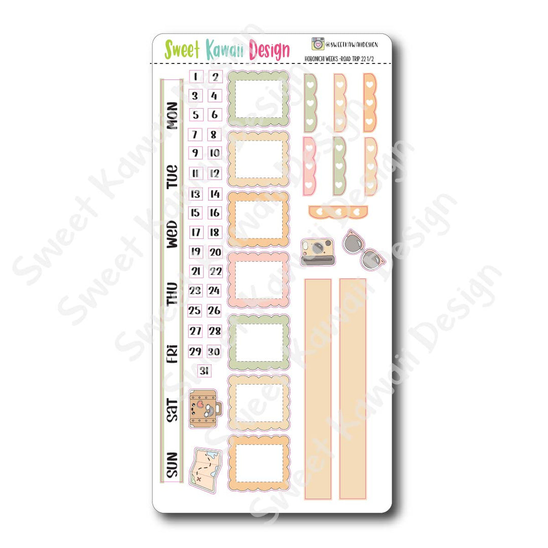 Kawaii Hobonichi Weeks Stickers - Road Trip