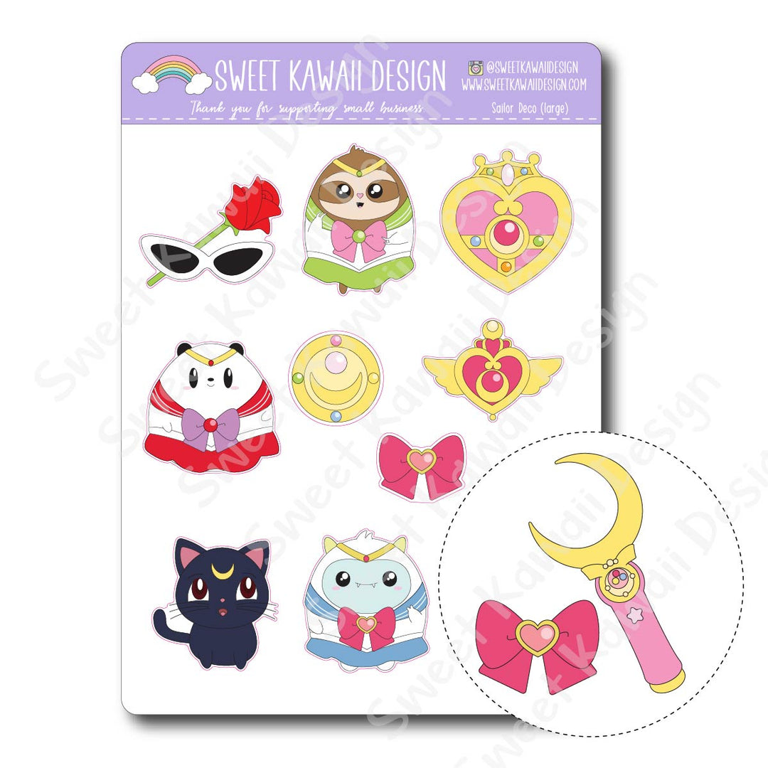 Kawaii Sailor Deco (Large) Stickers