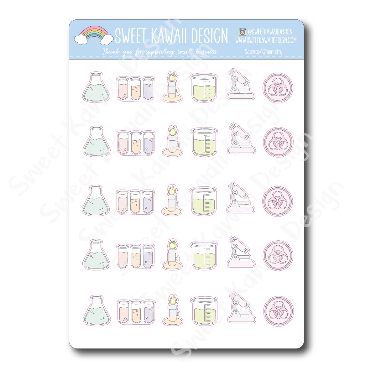 Kawaii Science/Chemistry Stickers
