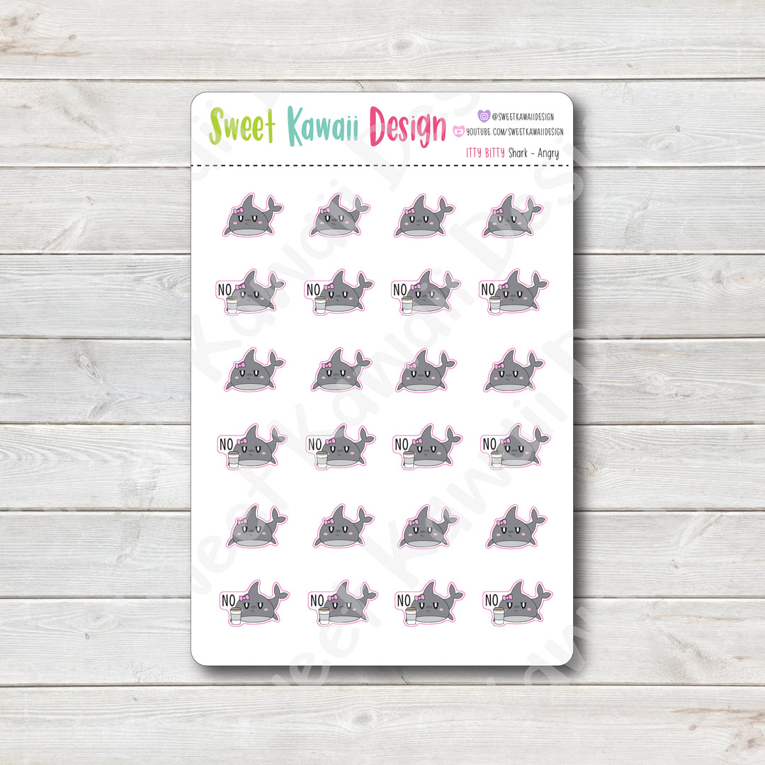 Kawaii Shark Stickers - Angry