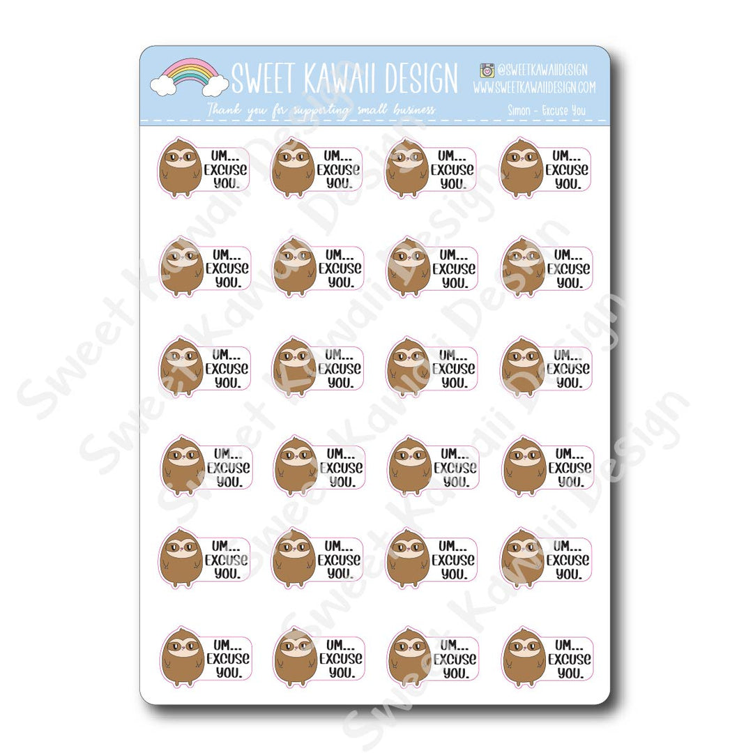 Kawaii Simon Stickers - Excuse You