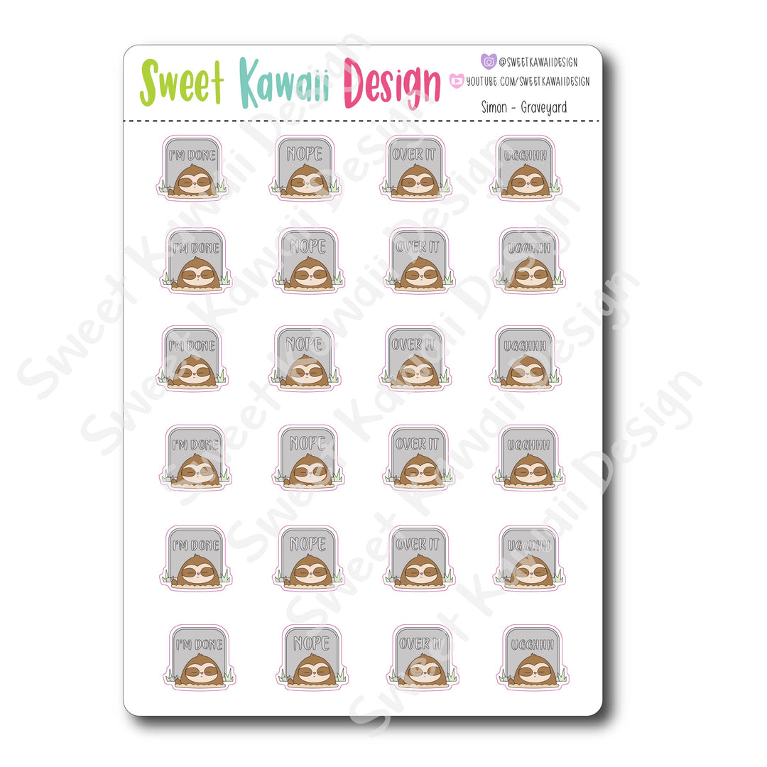 Kawaii Simon Stickers - Graveyard