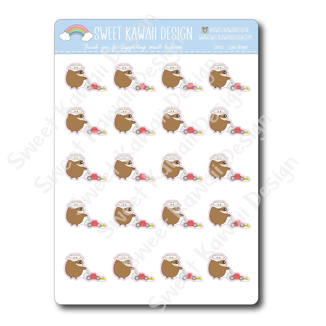 Kawaii Simon Stickers - Lawn Mower