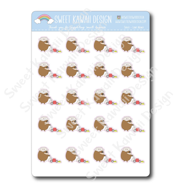 Kawaii Simon Stickers - Lawn Mower