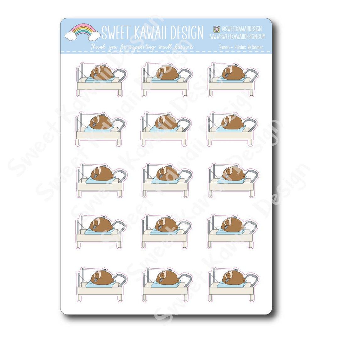 Kawaii Simon Stickers - Pilates Reformer