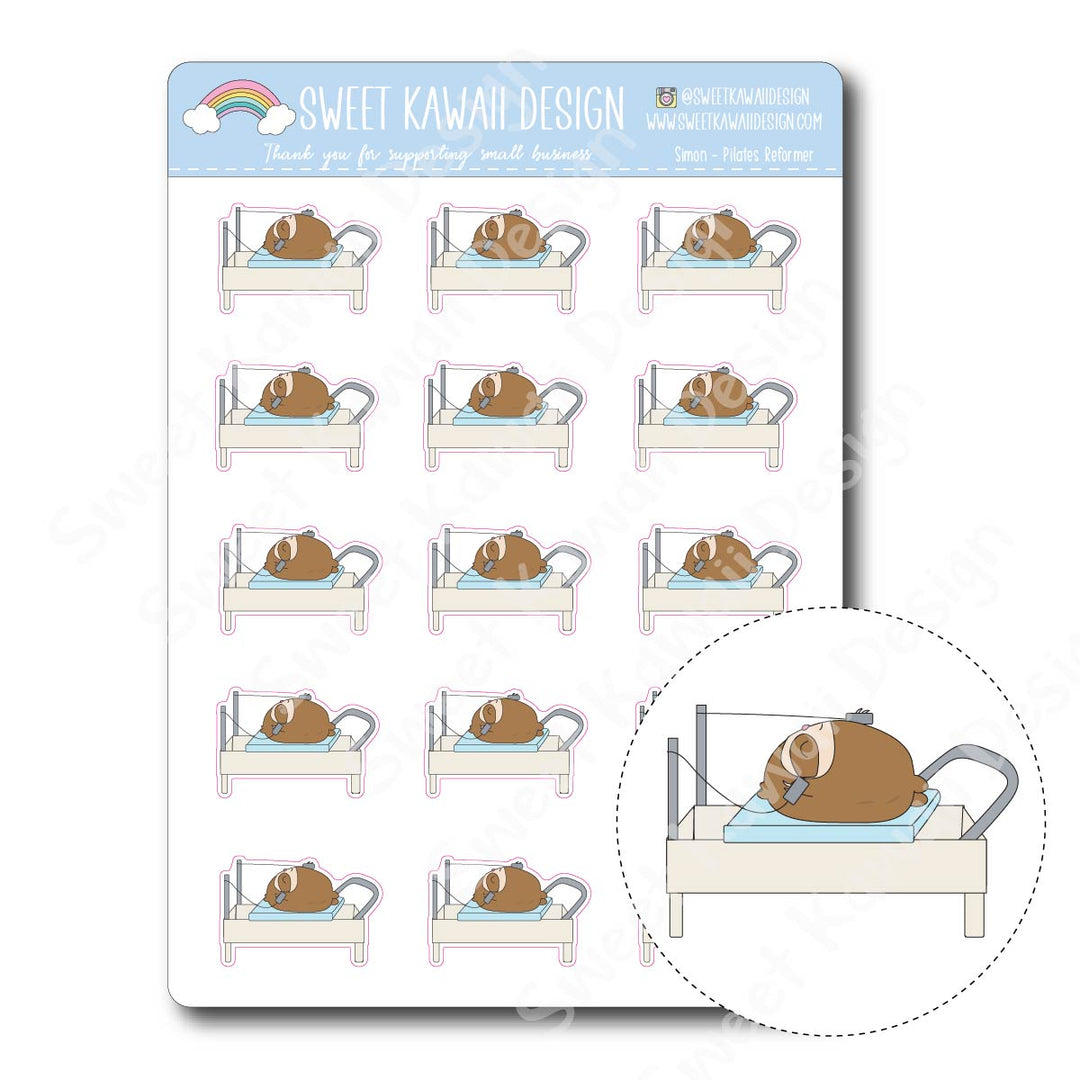 Kawaii Simon Stickers - Pilates Reformer