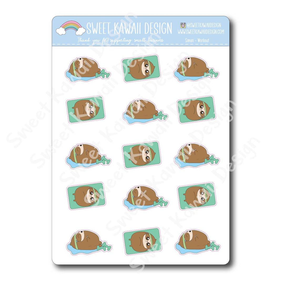 Kawaii Simon Stickers - Workout