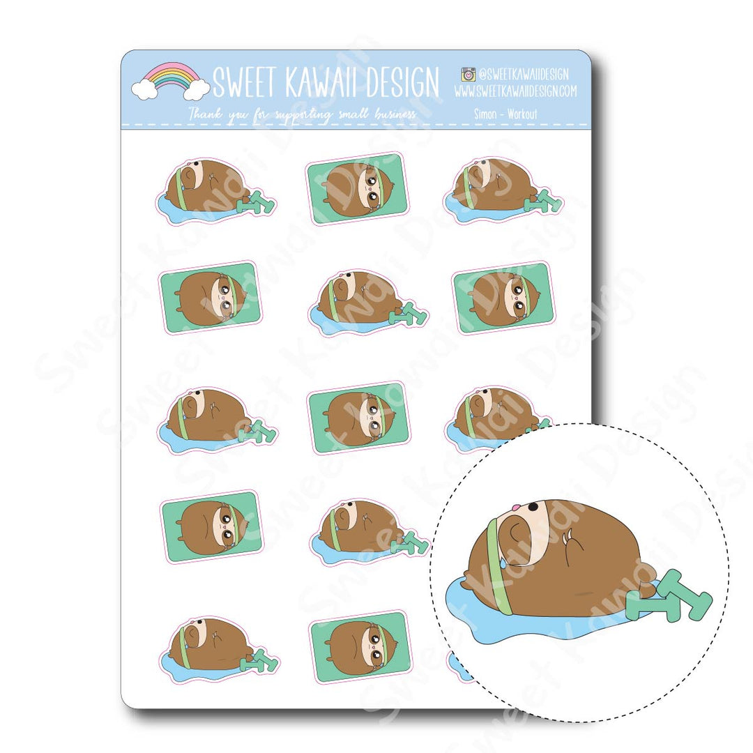 Kawaii Simon Stickers - Workout