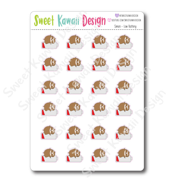Kawaii Simon Stickers - Low Battery