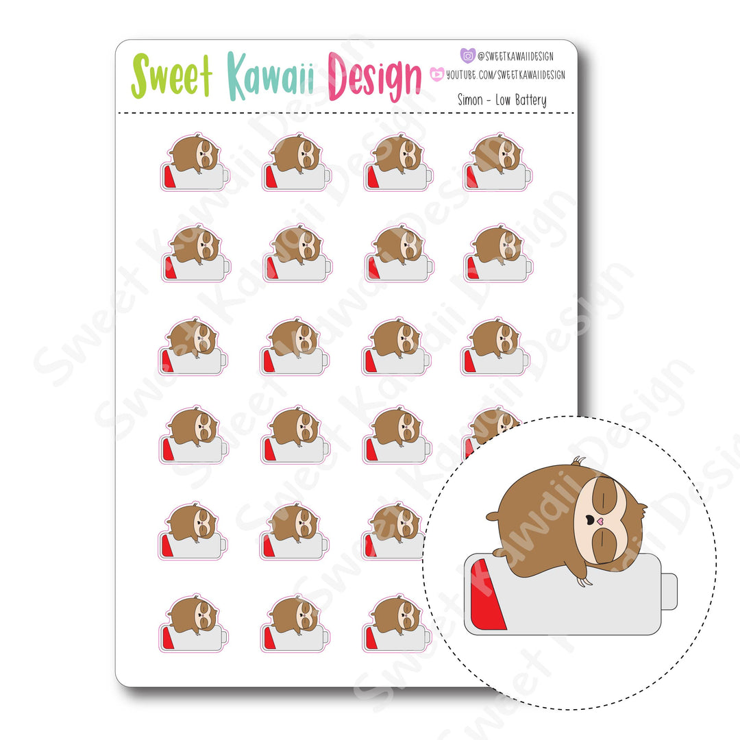 Kawaii Simon Stickers - Low Battery