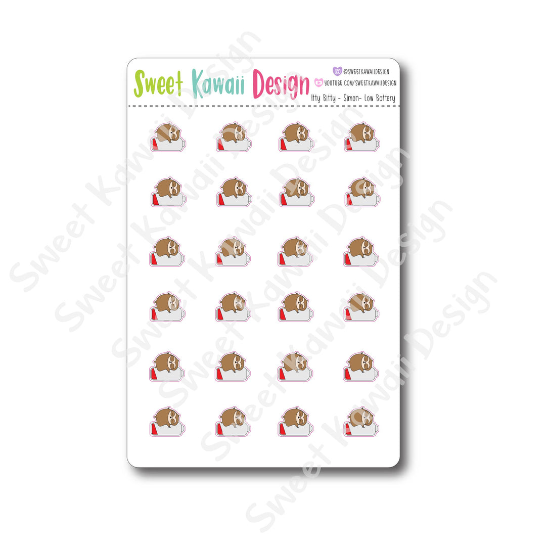 Kawaii Simon Stickers - Low Battery