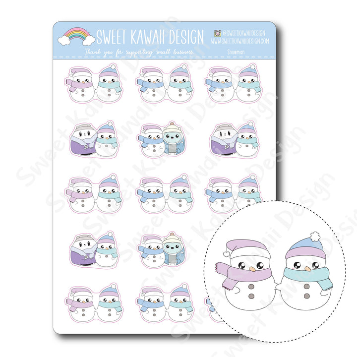 Kawaii Snowman Stickers