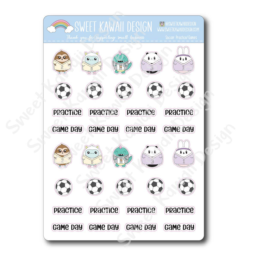 Kawaii Soccer Stickers - Games/Practice
