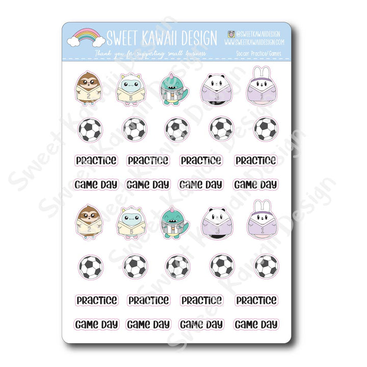 Kawaii Soccer Stickers - Games/Practice