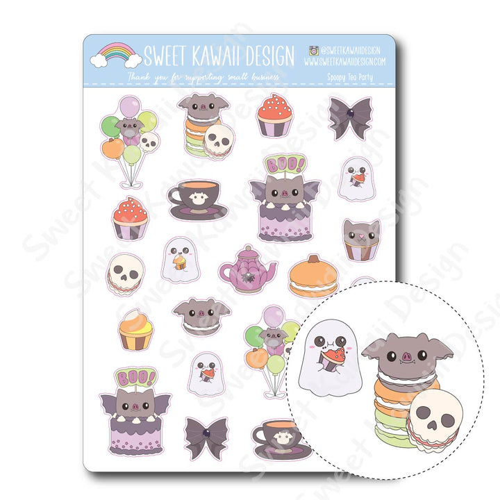 Kawaii Spoopy Tea Party Stickers