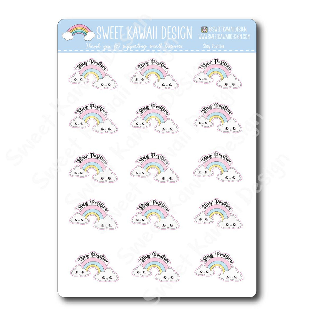 Kawaii Stay Positive Stickers