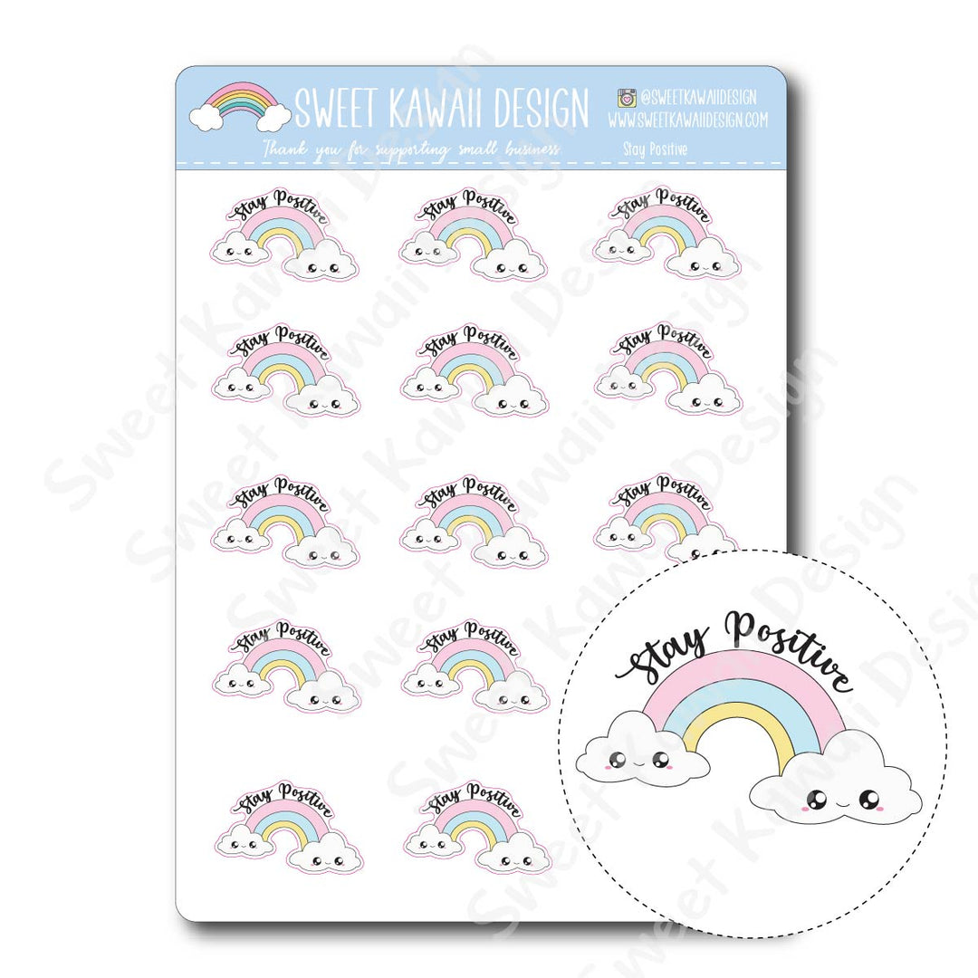 Kawaii Stay Positive Stickers