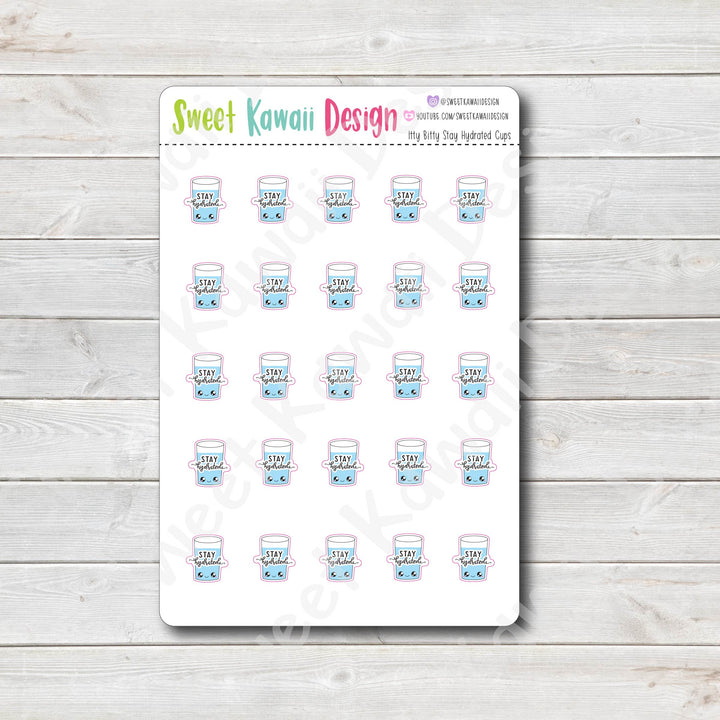 Kawaii Stay Hydrated Cup Stickers
