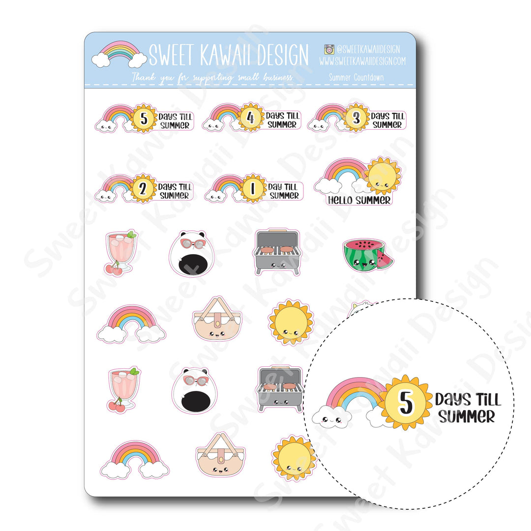 Kawaii Summer Countdown Stickers