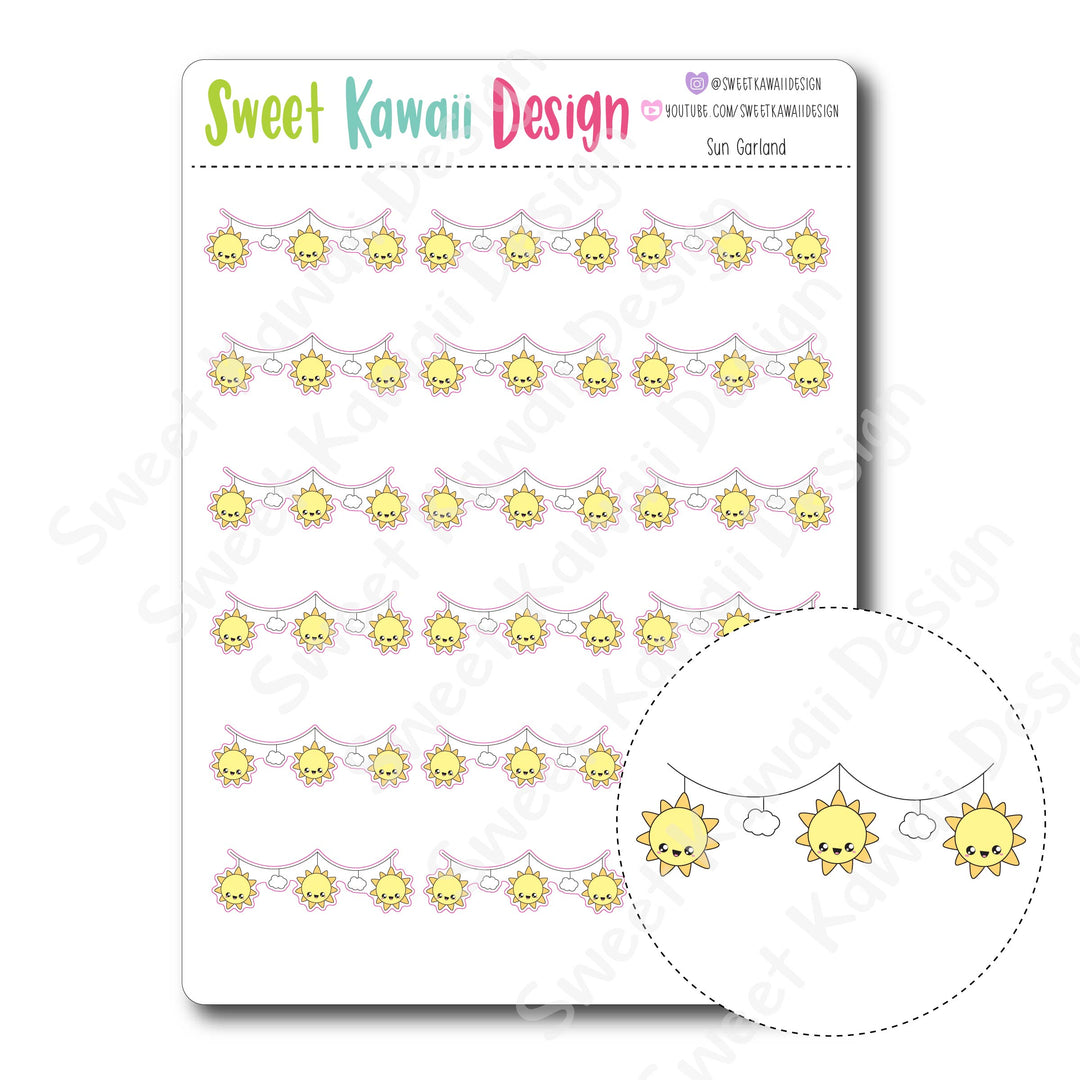 Kawaii Sun Garland Stickers