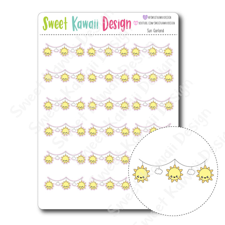 Kawaii Sun Garland Stickers