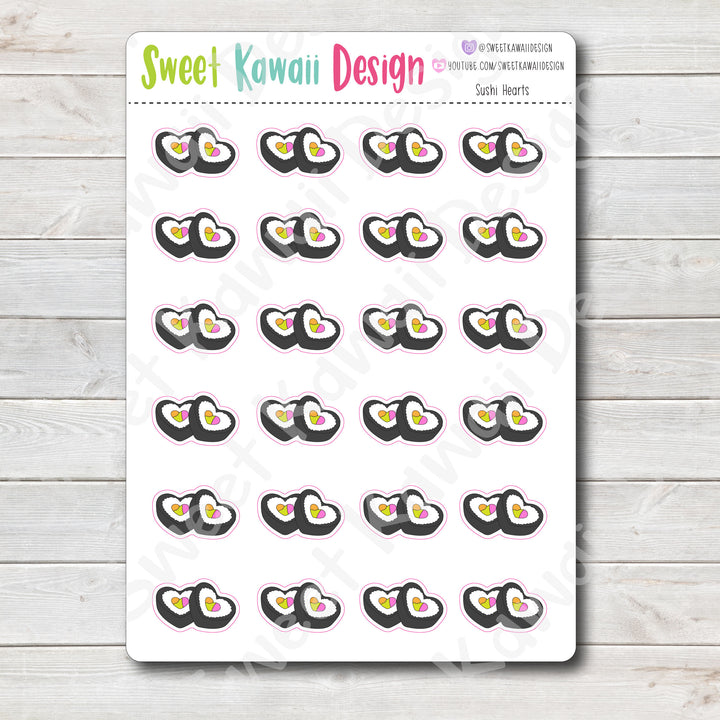 Kawaii Sushi Heart Stickers