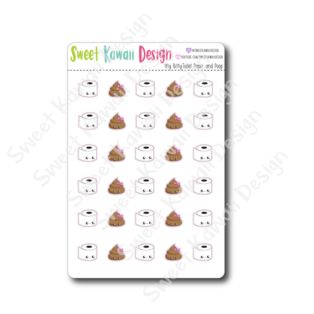 Kawaii Toilet Paper and Poop Stickers