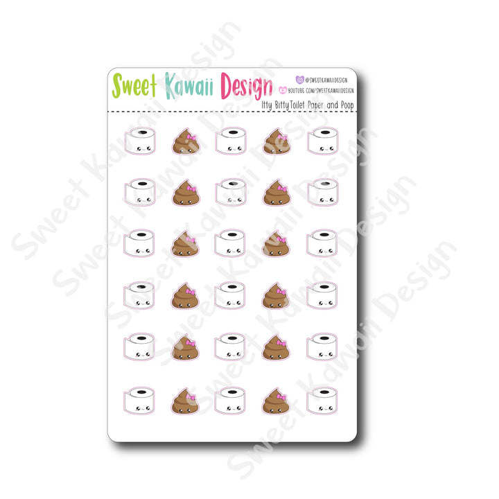 Kawaii Toilet Paper and Poop Stickers