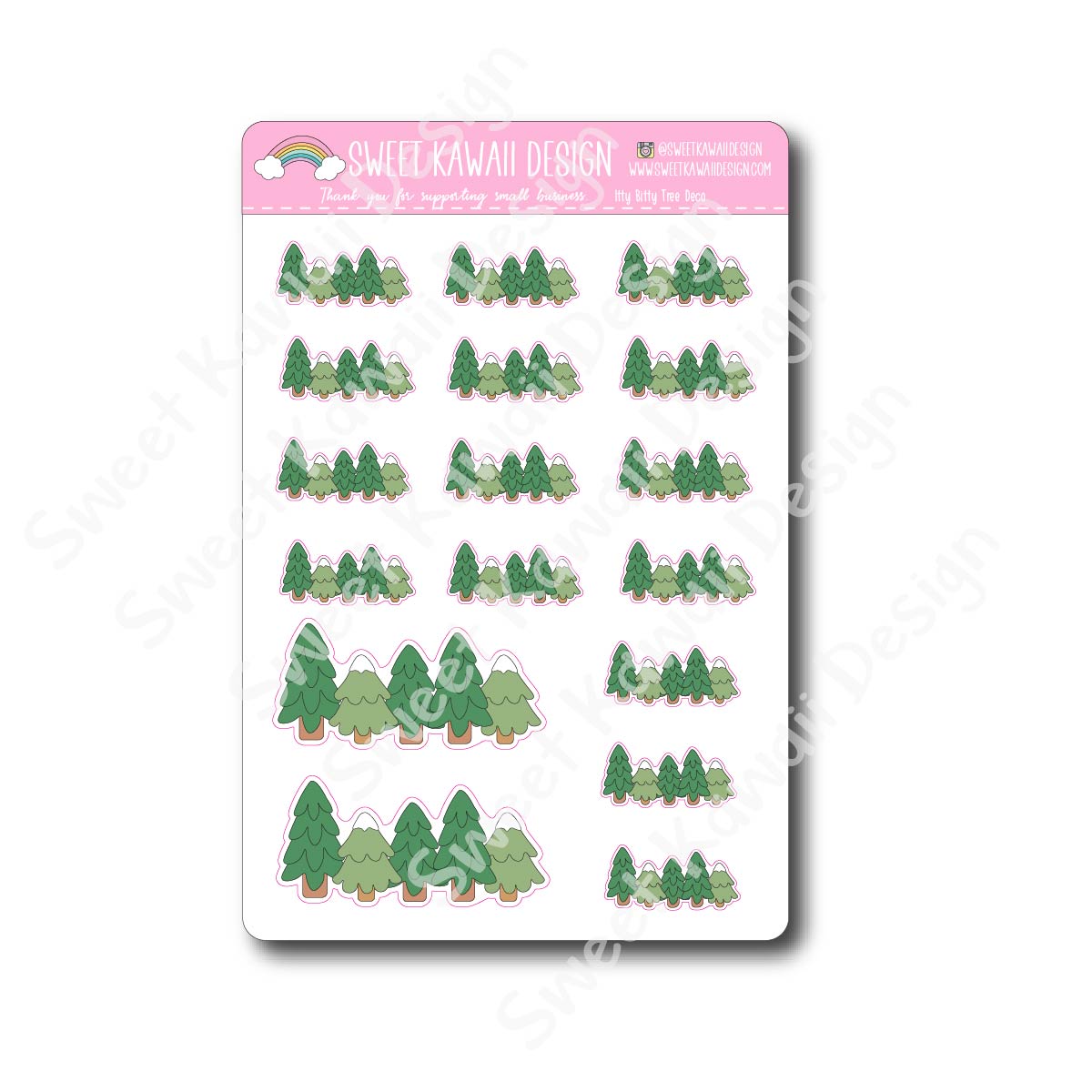 Kawaii Tree Deco Stickers (washi strip/border)