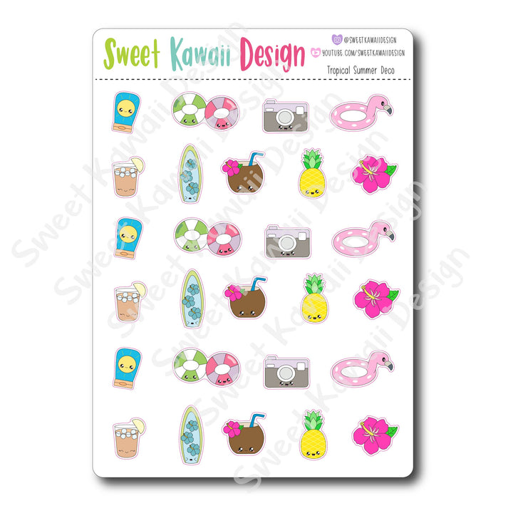 Kawaii Tropical Summer Deco Stickers