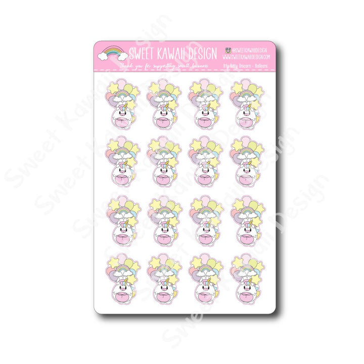Kawaii Unicorn Stickers - Balloons