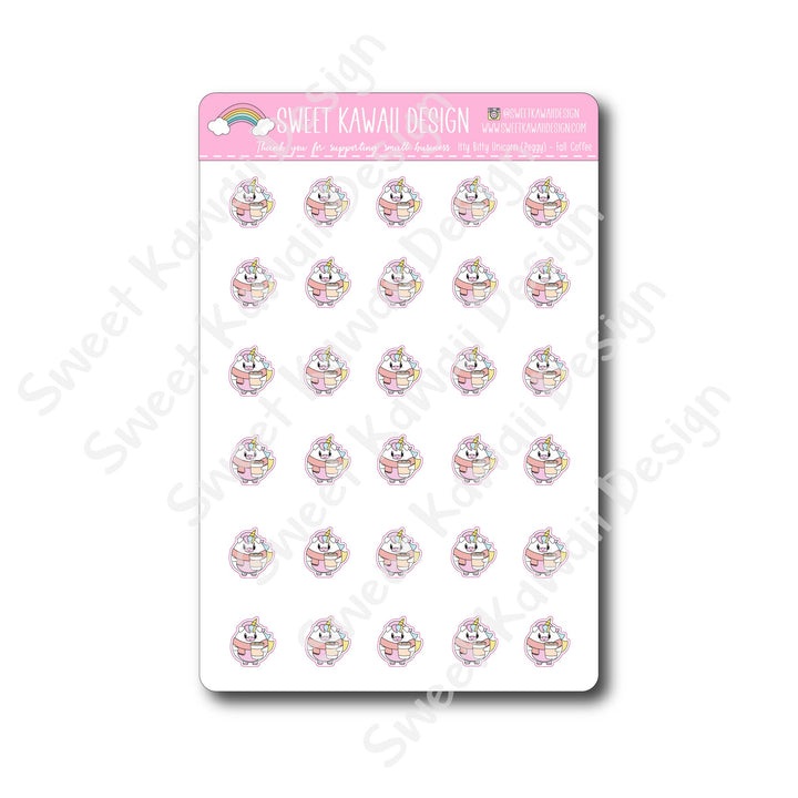 Kawaii Unicorn Stickers - Fall Coffee