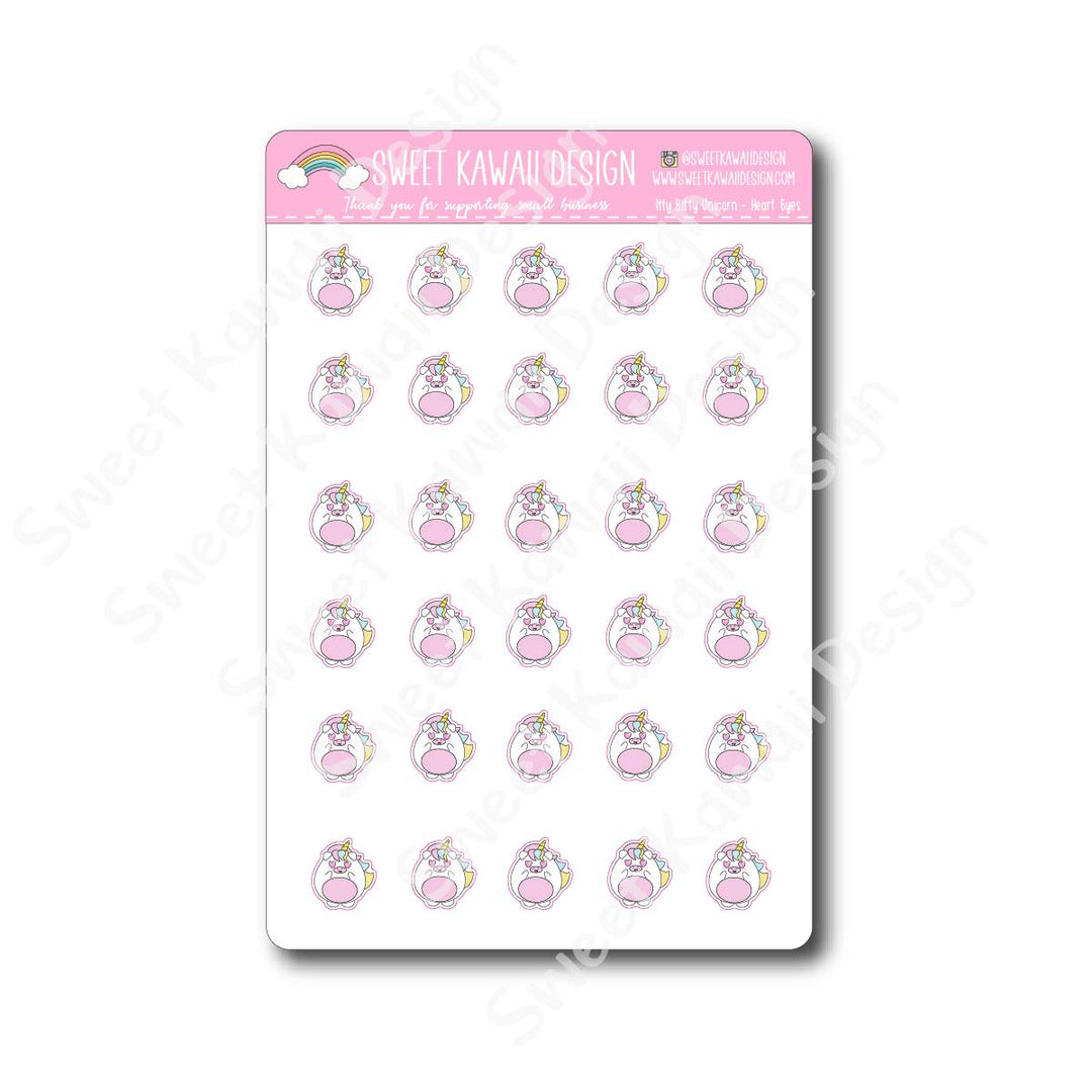 Kawaii Unicorn Stickers - Heart Eyes