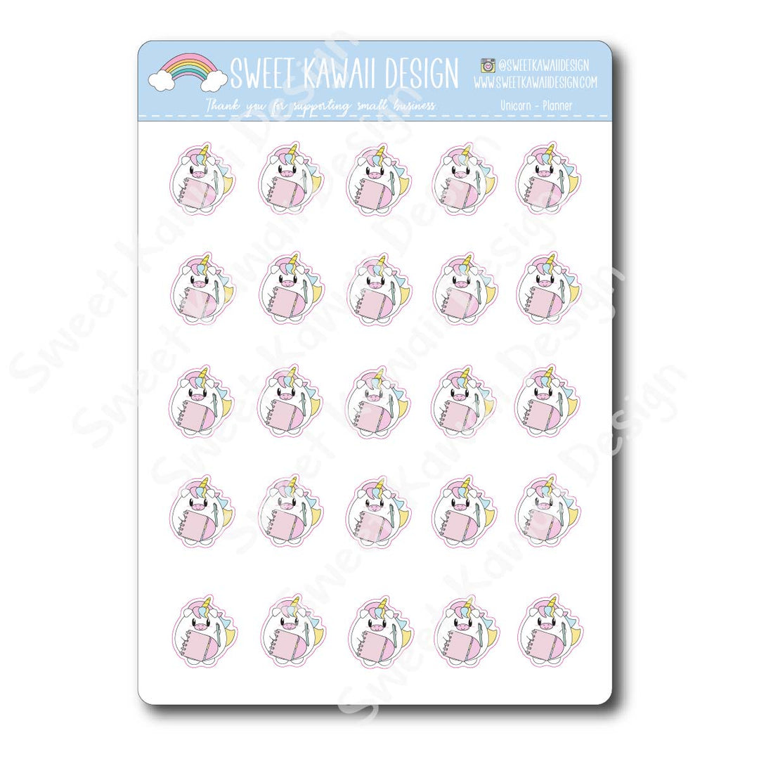 Kawaii Unicorn Stickers - Planner