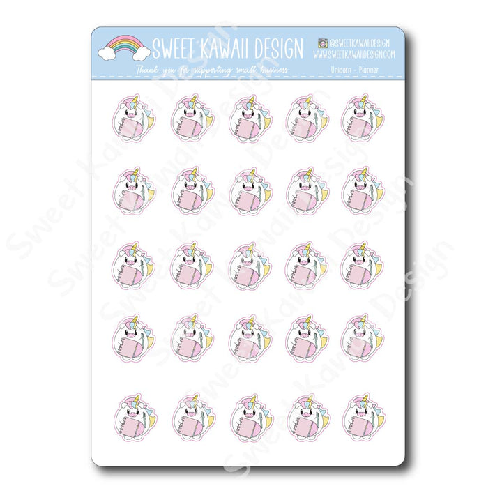Kawaii Unicorn Stickers - Planner