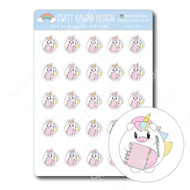 Kawaii Unicorn Stickers - Planner