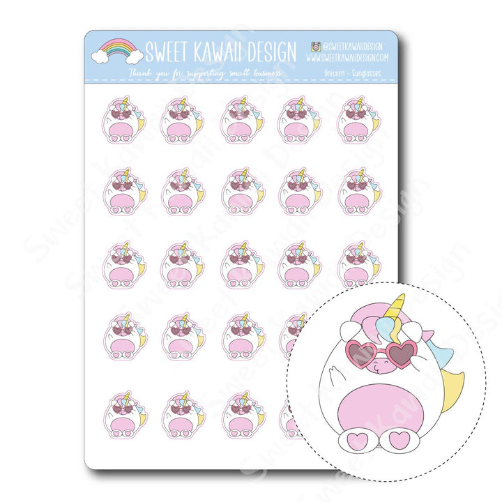Kawaii Unicorn Stickers - Sunglasses