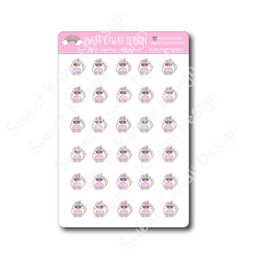 Kawaii Unicorn Stickers - Sunglasses