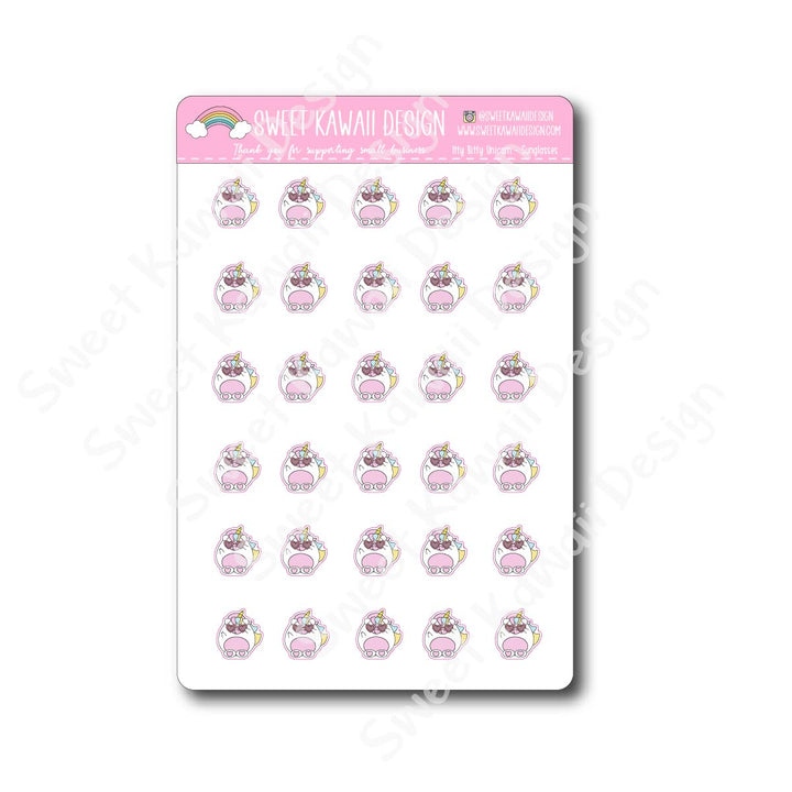 Kawaii Unicorn Stickers - Sunglasses