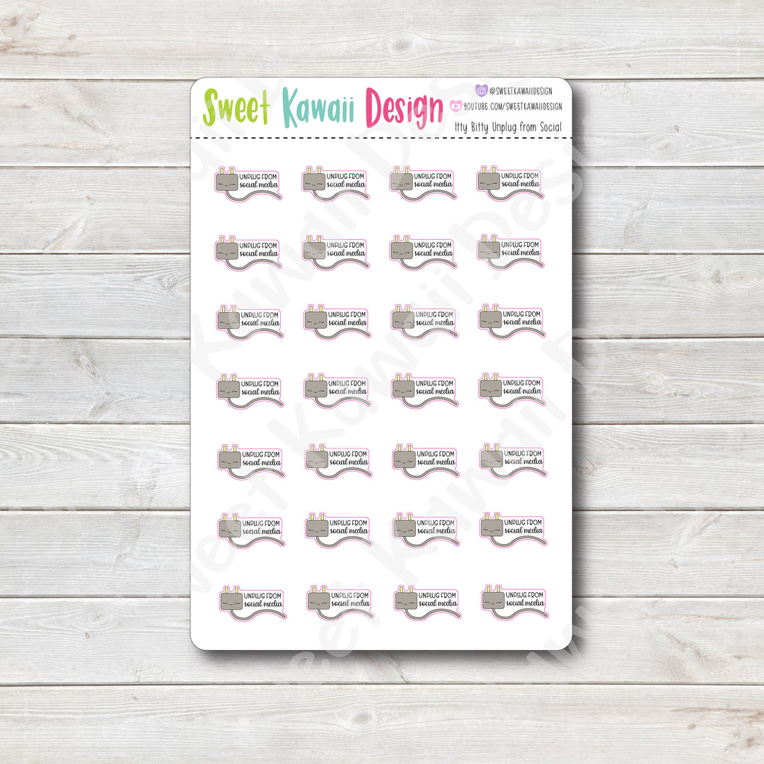 Kawaii Unplug From Social Stickers