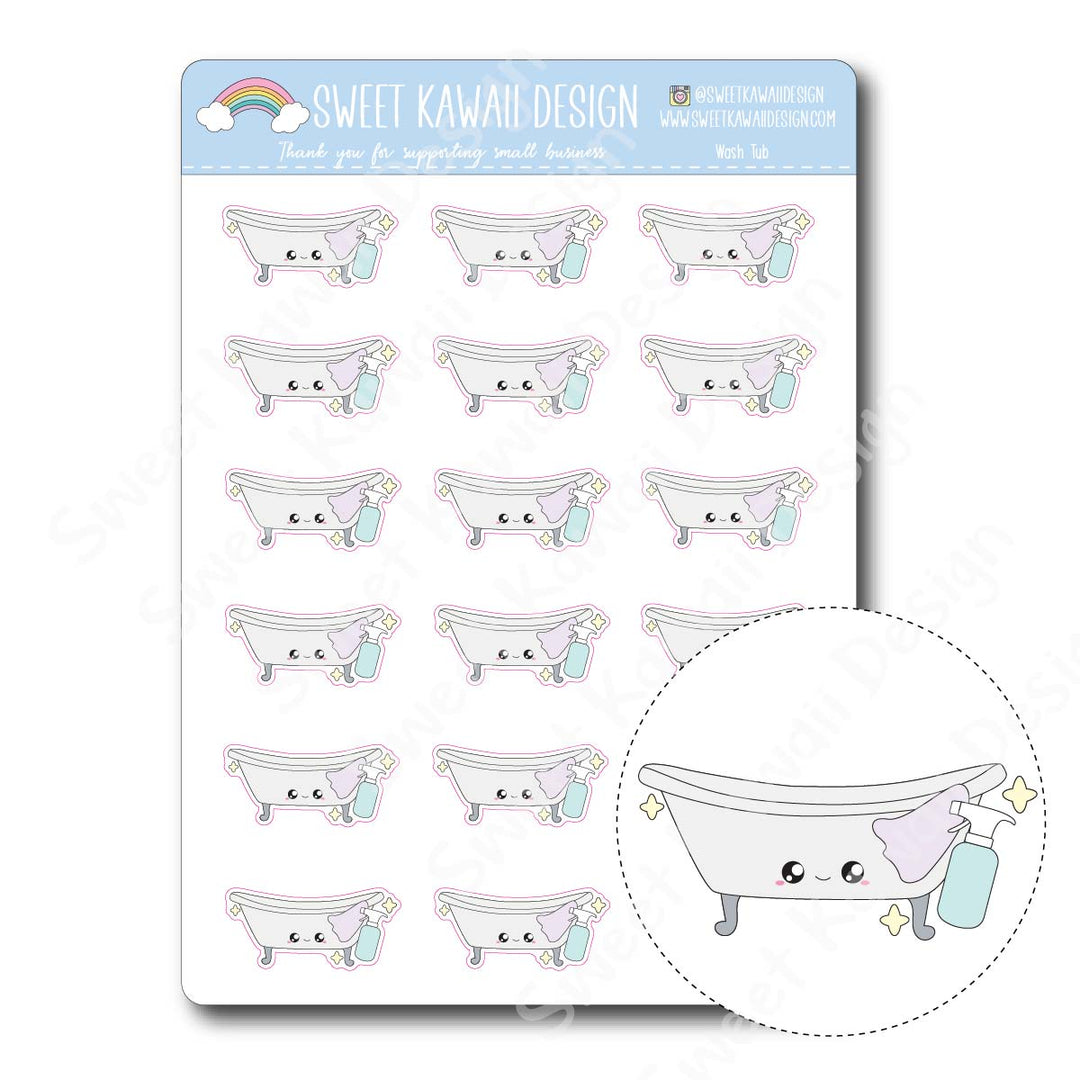 Kawaii Wash Tub Stickers