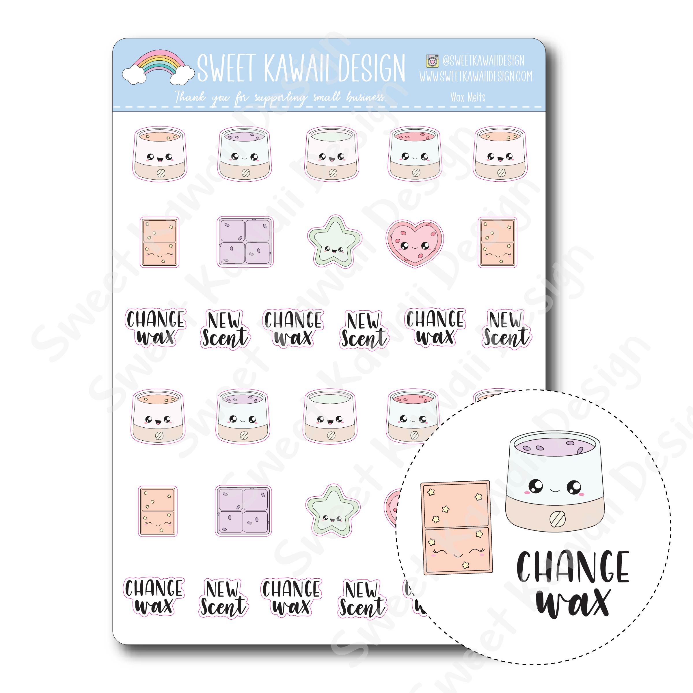 Kawaii Wax Melt Stickers