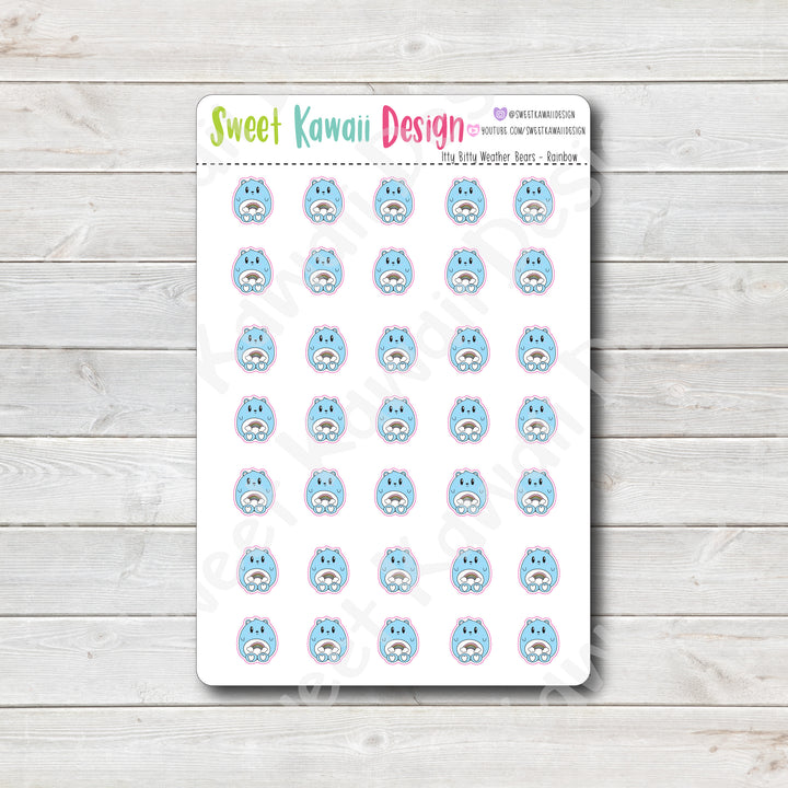 Kawaii Weather Bear Stickers - Choose your sheet!