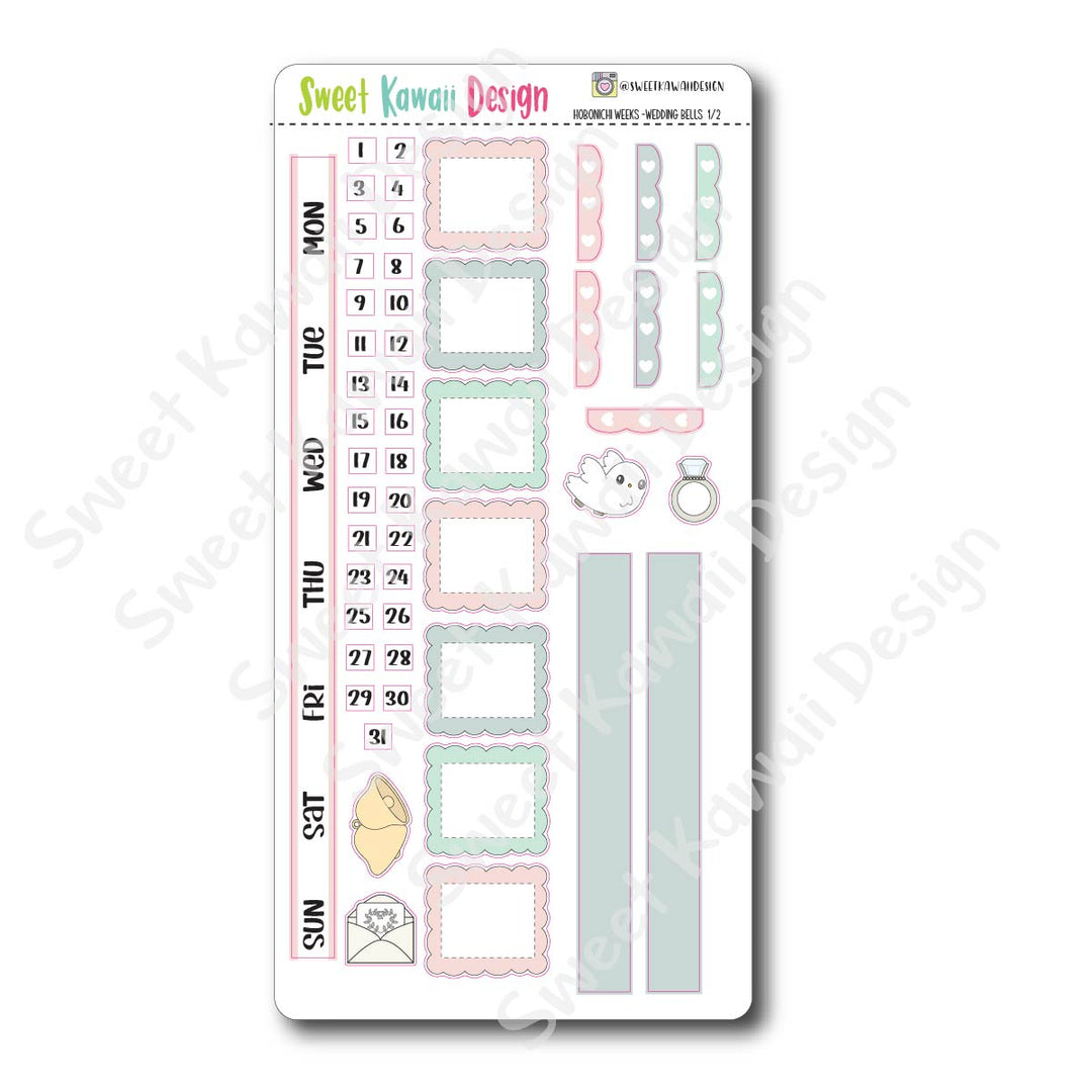 Kawaii Hobonichi Weeks Stickers - Wedding Bells