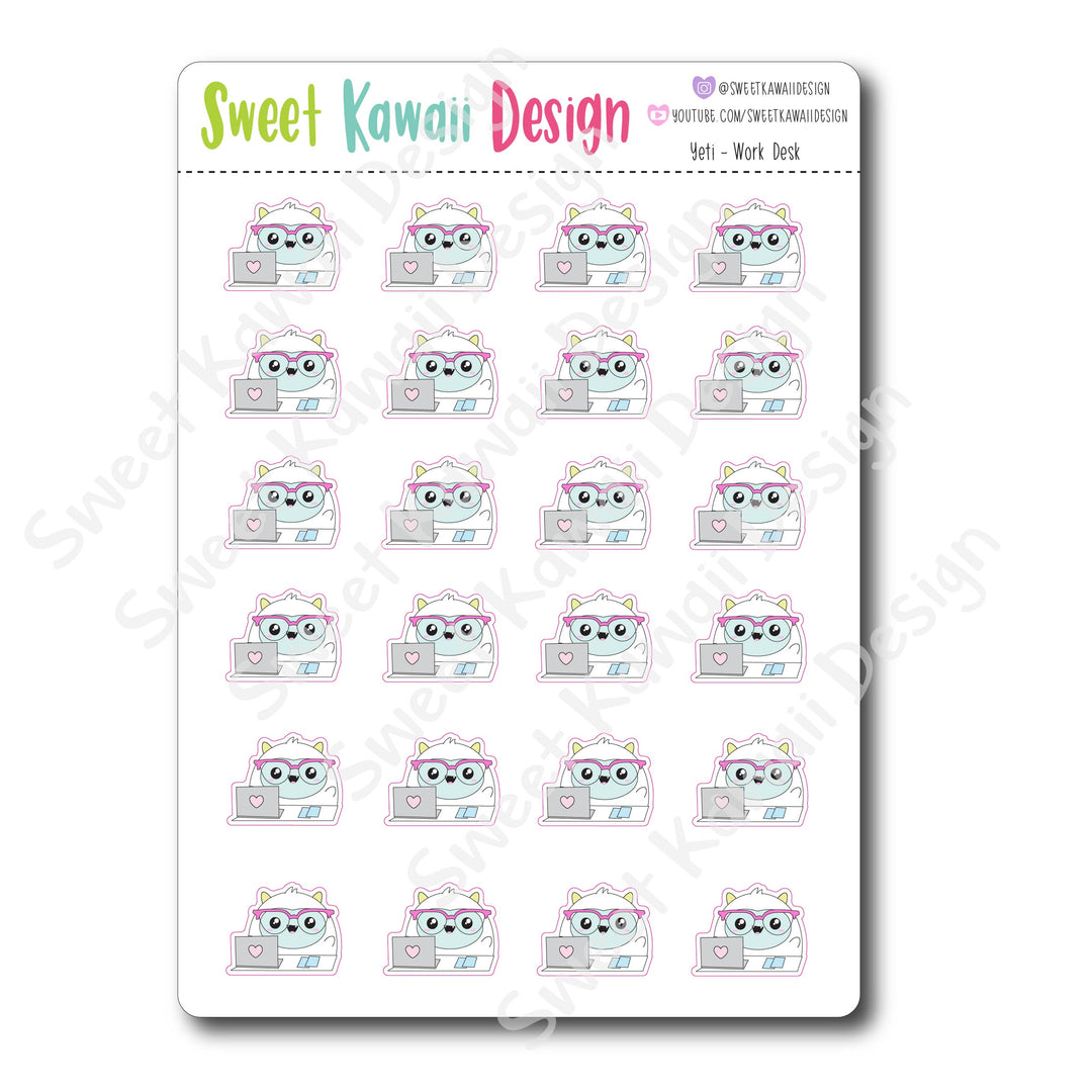 Kawaii Yeti  Stickers - Work Desk